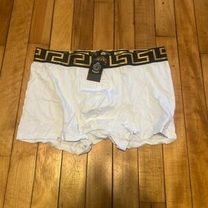 Versace White Briefs with Gold Greek Key Waistband